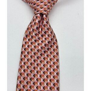 Ike Behar Silk Tie Men Jacquard Tangerine 60L/3.5W USA